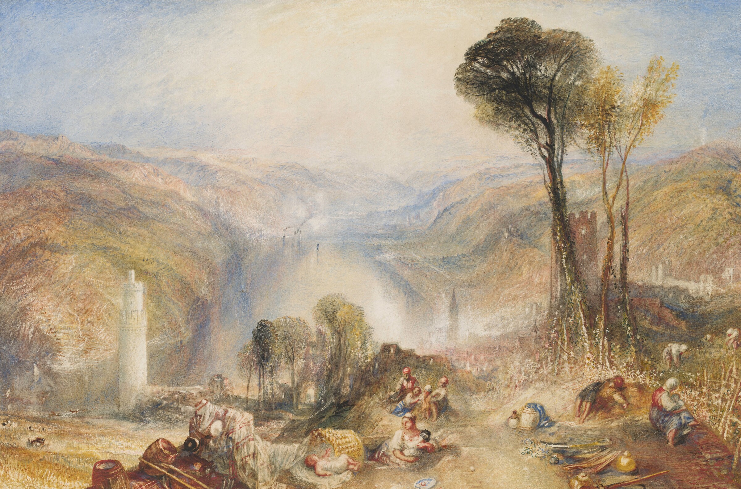 Oberwesel, 1840 — watercolor and gouache over graphite with scratching-out